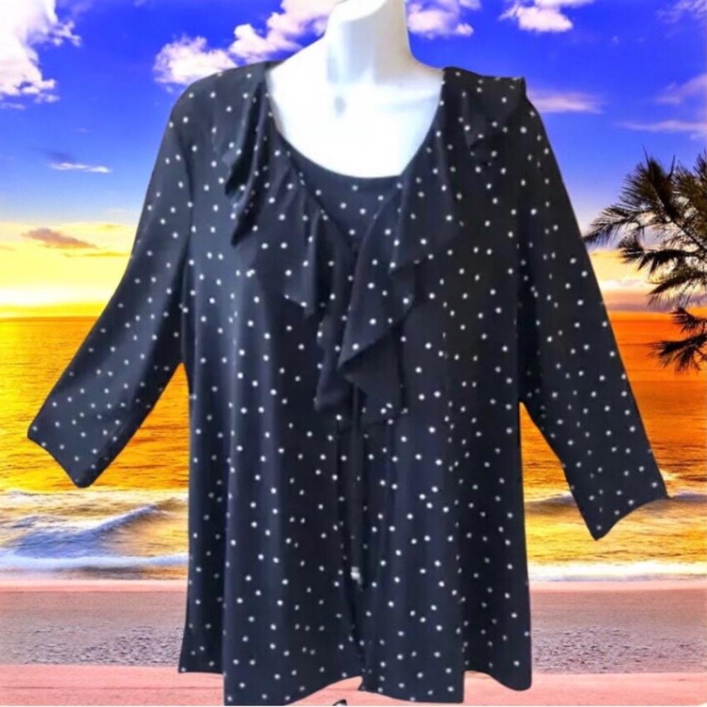 Susan Graver Tank Top & Jacket SET Polka Dot Ruffles